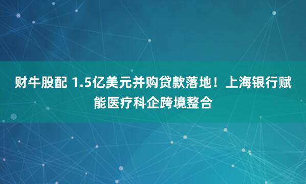 财牛股配 1.5亿美元并购贷款落地！上海银行赋能医疗科企跨境整合